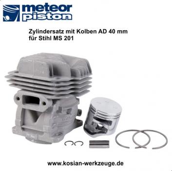 Meteor Zylindersatz mit Kolben für Stihl MS 201
