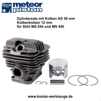 Meteor Zylindersatz mit Kolben für Stihl MS 440 und 040 Kolbenbolzen 12 mm