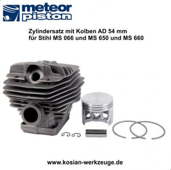 Meteor Zylindersatz mit Kolben für Stihl 066, MS650, MS660
