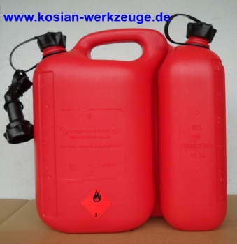 Kombikanister rot 3+1,5 Liter PLUS Einfüllsystem grün & Ausgiesser  Doppelkanister …