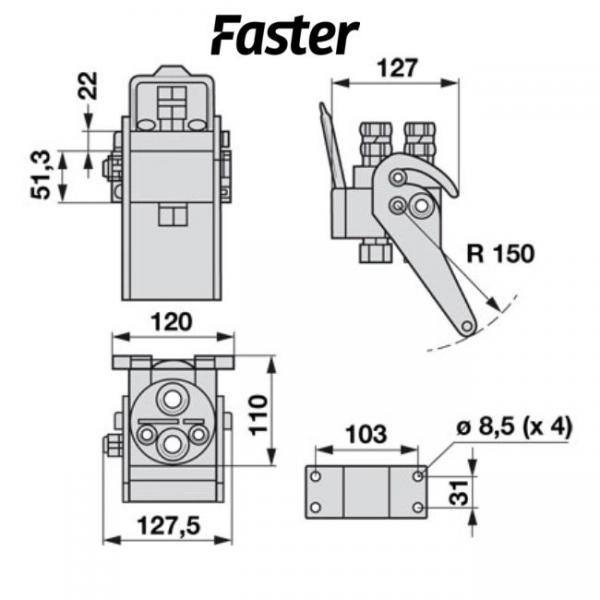 Faster Multikuppler 2P206 2x1/2 komplett